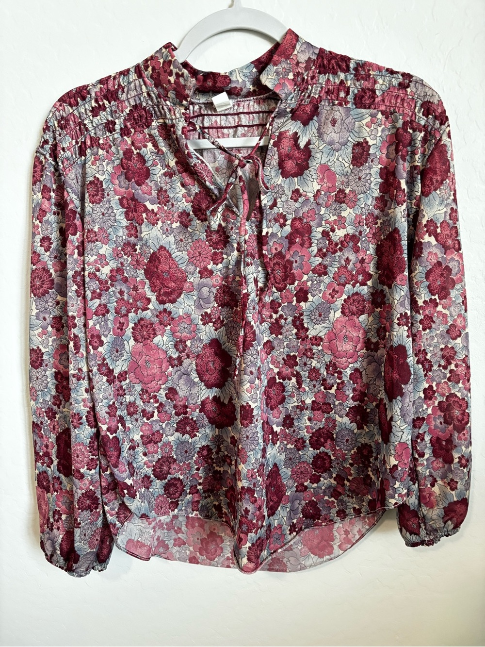 Vintage Burgundy Floral Blouse Sheer Romantic Boho cottagecore‎ Y2K Button Front